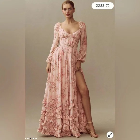 V. Chapman Pink Floral Maxi Dress - Picture 1 of 5